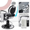 Reclined Salon Chair Vintage Barber Chair W/ Adjustable Height-Black