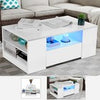 High Gloss LED Coffee Table With Storage Wooden 2 Drawer Living Room Furniture