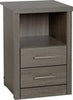 Grey Wood Grain 2 Drawer Bedside Chest W40cm X D40cm X H61cm LACEY