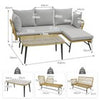 Outdoor Wicker Furniture Set Heavy-Duty Metal Frame w/Cushions-Grey