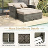 Patio Rattan Daybed Set w/Footstool & Storage-Brown