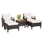 5Pcs Outdoor Patio Furniture Set PE Wicker Patio Lounge Chair Ottoman Table Set
