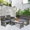 PE Rattan 4 Pieces Patio Furniture Set w/ Cushions-Grey
