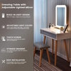 Dressing Table Vanity Set Wood Makeup Desk Rectangle LED Light Mirror with Stool