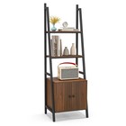 160 CM Tall Bookshelf Industrial Bookcase 4-Tier Ladder Shelf w/Cabinet