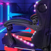 Gaming Chair with Bluetooth Speakers RGB LED Lights & Reclining Footrest Eyqqblb