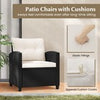 Rattan Conversation Set 3 Piece Patio Furniture Set w/ Back Cushions-White