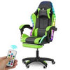 Gaming Chair with Bluetooth Speakers RGB LED Lights & Reclining Footrest Green