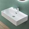 Bathroom Sink Countertop Wash Basin Ceramic Wall Mounted Rectangle Sink