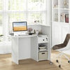 Reception Desk Front Counter Desk w/ Lockable Drawer & Adjustable Shelf-White