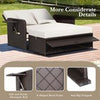 Patio Rattan Daybed Set Wicker Loveseat Sofa w/ Footstool-White