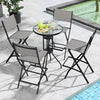 Set of 4 Folding Bar Height Stool Outdoor Bar Chair w/ Footrest Grey