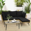 Outdoor Wicker Furniture Set Heavy-Duty Metal Frame w/Cushions-Black