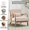 2-Pack Beige Mid-Century Armchairs with Lumbar Support | Solid Wood Frame