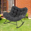 Indoor Outdoor Rocking Chair Egg Papasan Chair w/Padded Cushion-Grey
