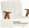 Set of 2 Boucle Accent Armchair Mid Century Lounge Chair Solid Wood Legs White