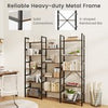 Heavy-duty Metal Frame Bookcases w/ 14 Open Shelves-Brown