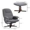 Swivel Recliner Chair with Footstool and Wooden Base, Grey