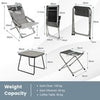 5Pcs Patio Sling Chair Set Folding Lounge Chairs Coffee Table Chair Footrest Set