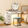 Dressing Table Vanity Set w/LED Light & 3-Drawer Chest Storage Shelves White