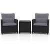 3 Piece Patio Furniture Set Rattan Conversation Set w/ Soft Seat-Grey