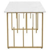 Dining Table 140x80x75cm Metal Legs Rectangular Kitchen Table in Marble Pattern