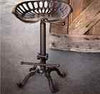 Cast Iron Bar Stool Industrial Home Decor Swivel Chair Adjustable Tractor Seat