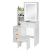 White Large Dressing Table Set LED Lights Mirror Makeup Stool with PU cushion