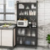 Kitchen Freestanding Bakers Rack Buffet Cabinet with Storage-Black