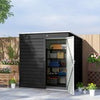 6 x 4ft Metal Garden Shed with Lockable Door and Gloves, Dark Grey
