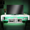 LED TV Stand Cabinet Unit Modern 2 Drawer MDF Entertainment RGB Lights White