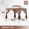 Pop Up Gazebo With Mesh Sides Garden Marquee Camping Tent Canopy 3.3x3.3M Khaki