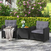 3 Piece Patio Furniture Set Rattan Conversation Set w/ Soft Seat-Grey