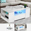 High Gloss LED Coffee Table With Storage Wooden 2 Drawer Living Room Furniture