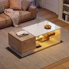 Coffee Table With Open Storage, High Gloss Centre Table With Glass Shelves