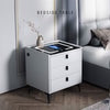 3 Charging Nightstand Side Bedside Cabinet Drawers LED Table with White Tycesihi