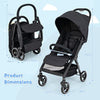 Foldable Toddler Stroller with Adjustable Backrest & Canopy-Black