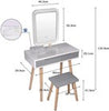 Dressing Table Set w/ LED Lighted Mirror Large Drawers & Stool Makeup Desk White