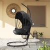 Hanging Egg Chair Swing Hammock Chair with Stand Cushion Retractable Canopy Grey