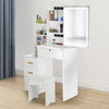White Large Dressing Table Set LED Lights Mirror Makeup Stool with PU cushion