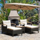 5 Piece Patio Rattan Furniture Set Wicker Lounge Chair and Ottoman Set W/ Table