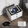 LED Bedside Table with 2 Drawers Wireless Charging Side Cabinet Nightstand