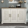 Freestanding 3-Door Storage Cabinet Cream Oak Sideboard Adjustable Shelf