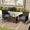 PE Rattan Wicker Chairs 3 Pieces Patio Furniture Set-Grey