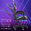 Gaming Chair with Bluetooth Speakers RGB LED Lights & Reclining Footrest Blue