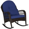 Outdoor Wicker Rocking Chair Patio Rattan Rocker w/ Cushions Navy