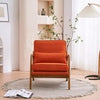 Mid Century Orange Lounge Chair Oak Frame Linen Seat for Living Room