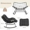 Indoor Outdoor Rocking Chair Egg Papasan Chair w/Padded Cushion-Grey