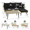 Outdoor Wicker Furniture Set Heavy-Duty Metal Frame w/Cushions-Black