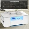 High Gloss LED Coffee Table With Storage Wooden 2 Drawer Living Room Furniture